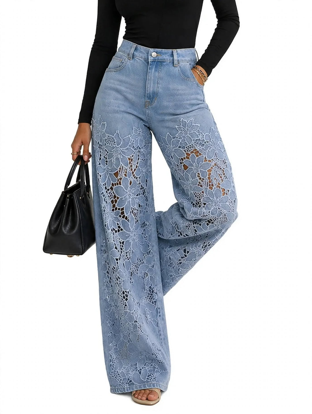 Francesca | Denim floral lace