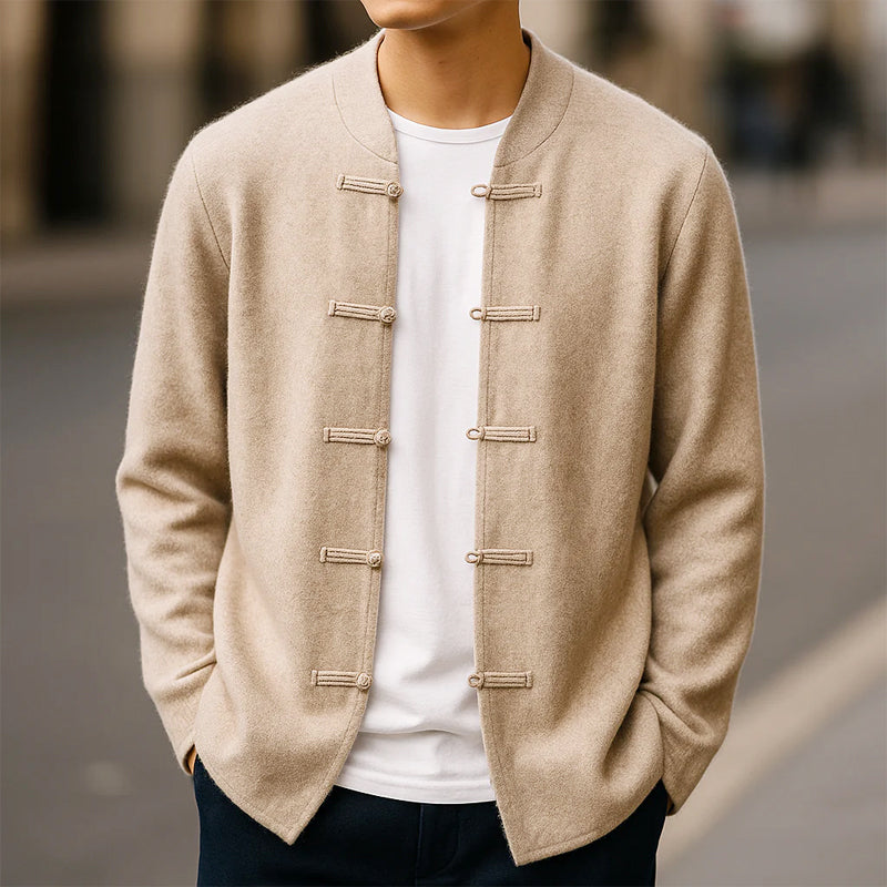 Hiroshi | Cashmere Mandarin Toggle Knit Cardigan