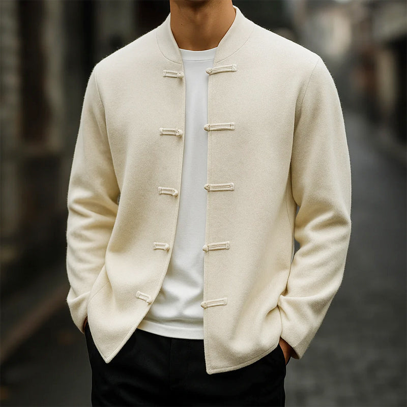 Hiroshi | Cashmere Mandarin Toggle Knit Cardigan