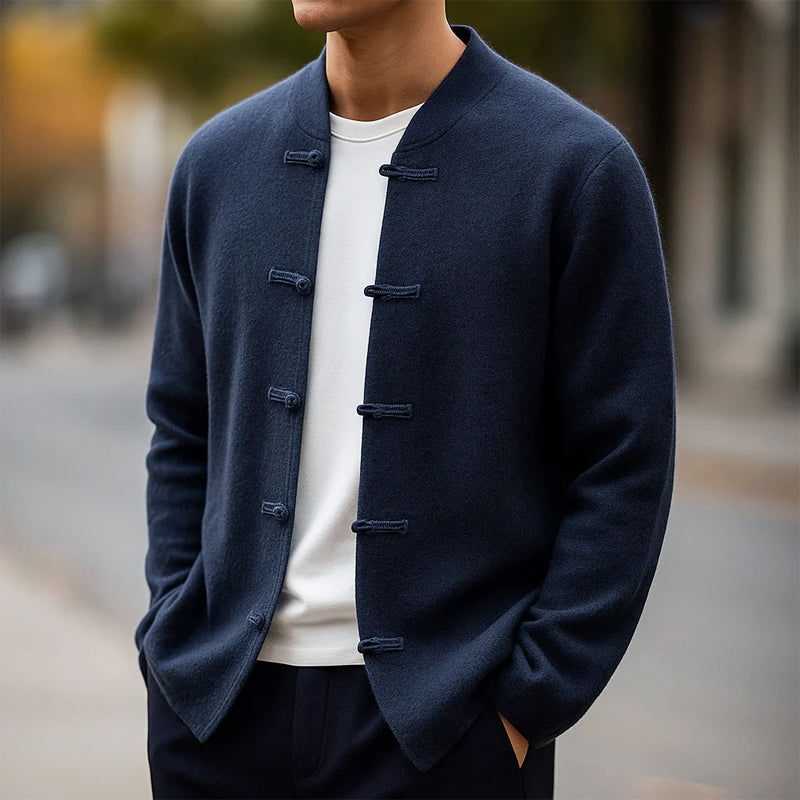 Hiroshi | Cashmere Mandarin Toggle Knit Cardigan