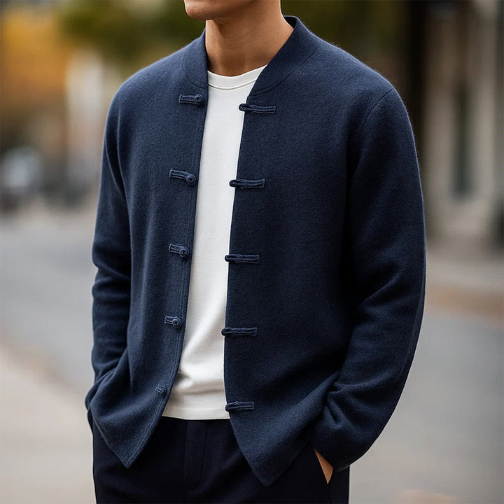 Hiroshi | Cashmere Mandarin Toggle Knit Cardigan