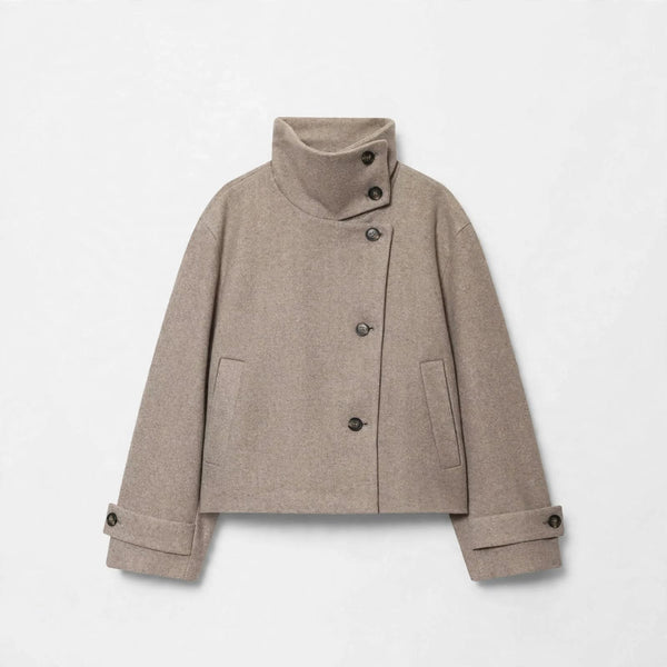 Ciara | Wool Blend Cropped Jacket with Buckle Collar