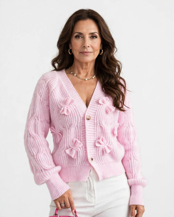 Freya | Soft-touch cardigan with bow detail