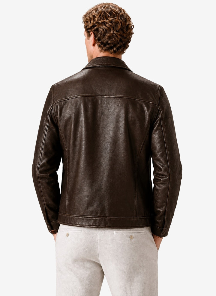 Areleon | Leather Look Jacket Classic Zip Jacket