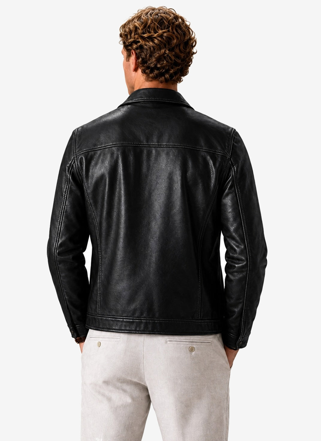Areleon | Leather Look Jacket Classic Zip Jacket