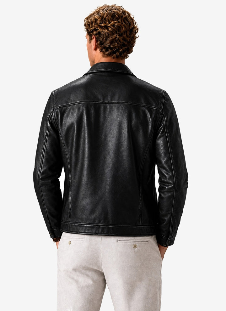 Areleon | Leather Look Jacket Classic Zip Jacket