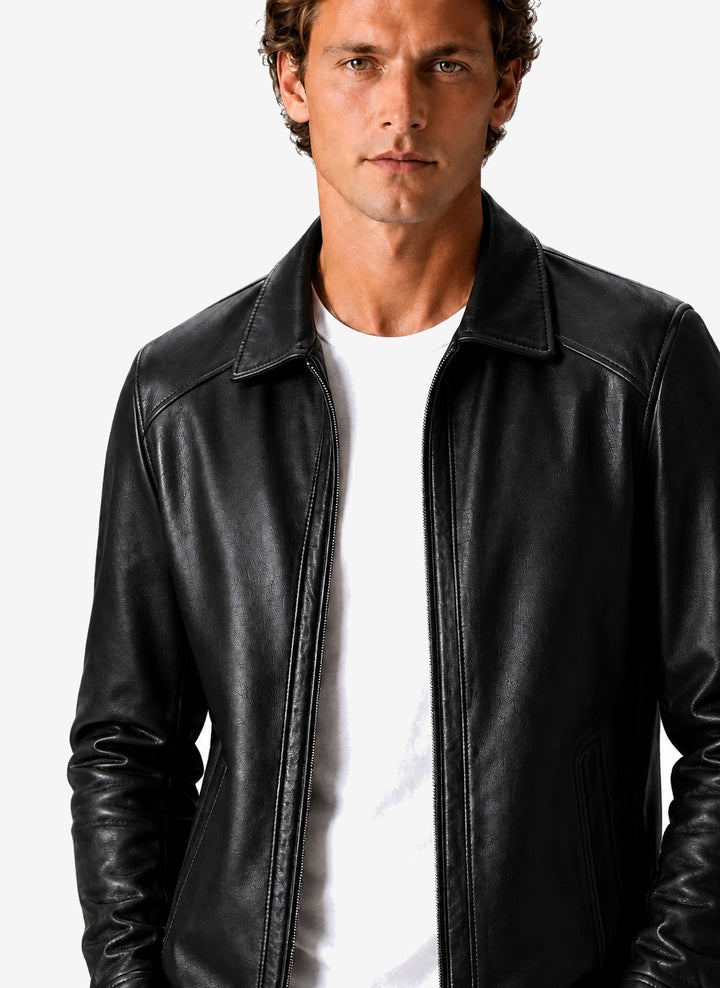 Areleon | Leather Look Jacket Classic Zip Jacket