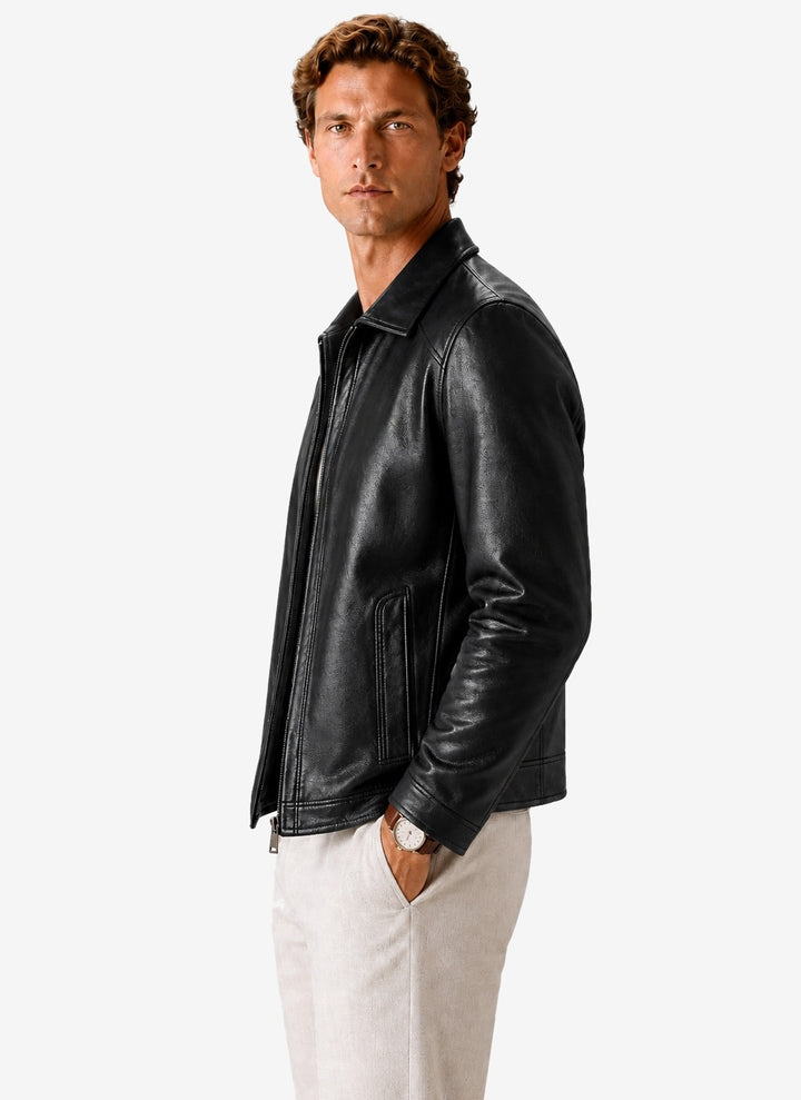 Areleon | Leather Look Jacket Classic Zip Jacket