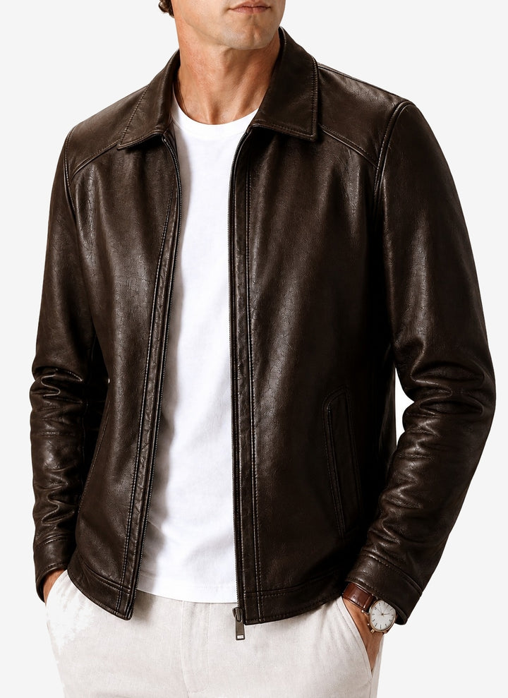 Areleon | Leather Look Jacket Classic Zip Jacket