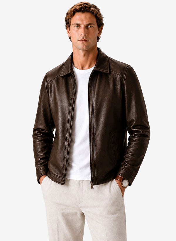 Areleon | Leather Look Jacket Classic Zip Jacket